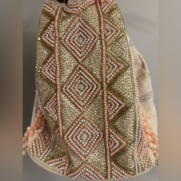 America & Beyond Beaded Mini Backpack Boho Tassel Bag main image 5
